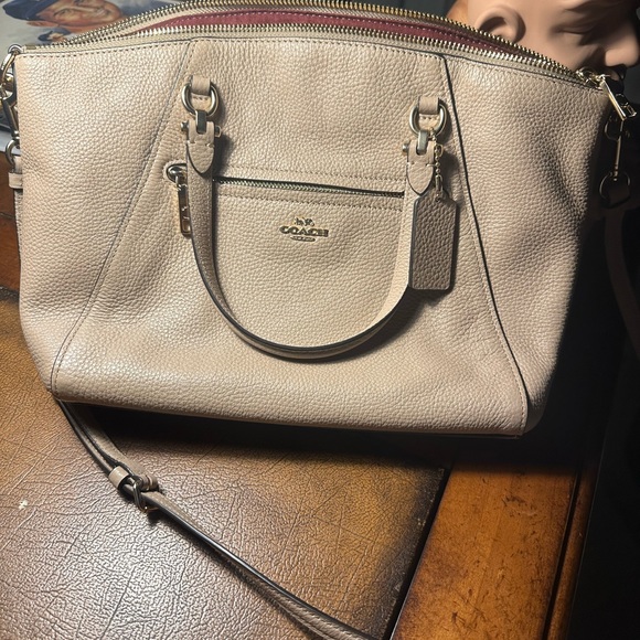 Coach Prairie Pebbled Leather Satchel Crossbody Camel Light Tan - Picture 2 of 7